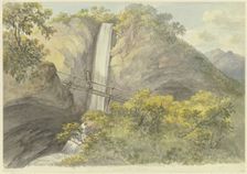 Waterfall between two rocks, c1775-1779. Creator: Georg Melchior Kraus