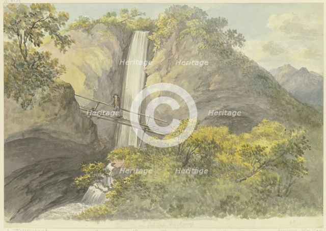 Waterfall between two rocks, c1775-1779. Creator: Georg Melchior Kraus.