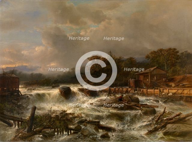 Waterfall in Norway, 1855. Creator: Jacob Jacobs.