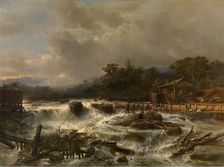Waterfall in Norway, 1855. Creator: Jacob Jacobs