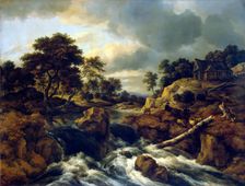 Waterfall in a hilly landscape, 1660. Creator: Jacob van Ruisdael