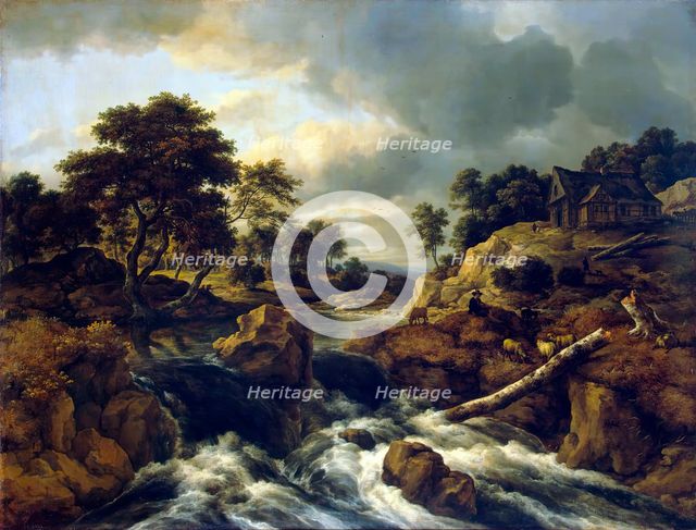 Waterfall in a hilly landscape, 1660. Creator: Jacob van Ruisdael.