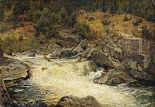 Waterfall in Hallingdal, 1848. Creator: Hans Gude