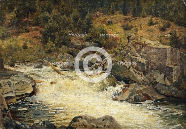 Waterfall in Hallingdal, 1848. Creator: Hans Gude.