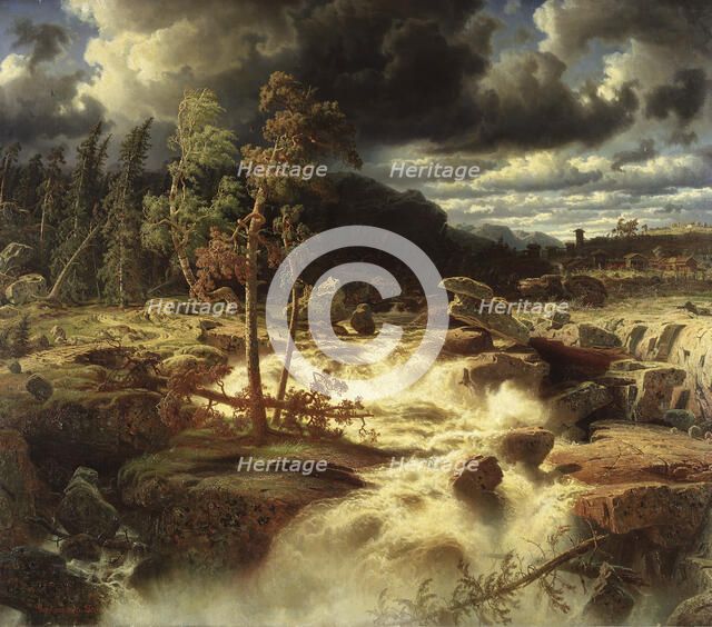 Waterfall in Småland, 1856. Creator: Markus Larsson.