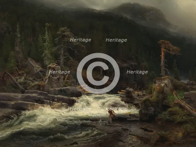 Waterfall in Telemark, 1852. Creator: Herman August Cappelen.