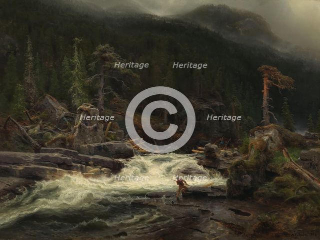 Waterfall in Telemark, 1852. Creator: Herman August Cappelen.