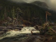 Waterfall in Telemark, 1852. Creator: Herman August Cappelen