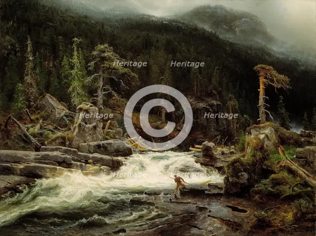 Waterfall in Telemark. Artist: Cappelen, August (1827-1852)