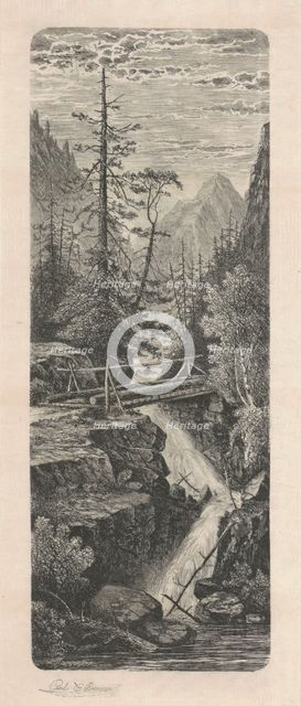 Waterfall, Rocky Mountains, 1880. Creator: Carl C. Brenner.