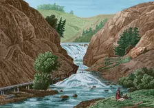 Waterfalls at Mount Ida, United States, 1837, (1850). Creator: Jacques Gerard Milbert