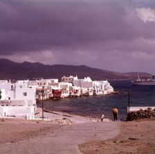 Waterfront and harbour, island of Mykonos, Greece, c1955. Creator: Arthur Charles Kirby Ware