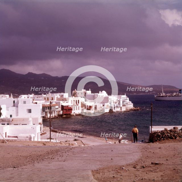 Waterfront and harbour, island of Mykonos, Greece, c1955.  Creator: Arthur Charles Kirby Ware.