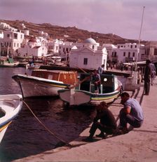 Waterfront and harbour, island of Mykonos, Greece, c1955. Creator: Arthur Charles Kirby Ware