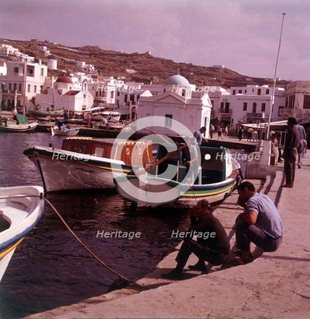 Waterfront and harbour, island of Mykonos, Greece, c1955.  Creator: Arthur Charles Kirby Ware.