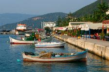 Waterfront at Sami, Kefalonia, Greece. Creator: Peter Thompson
