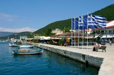 Waterfront at Sami, Kefalonia, Greece. Creator: Peter Thompson