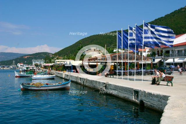 Waterfront at Sami, Kefalonia, Greece. Creator: Peter Thompson.