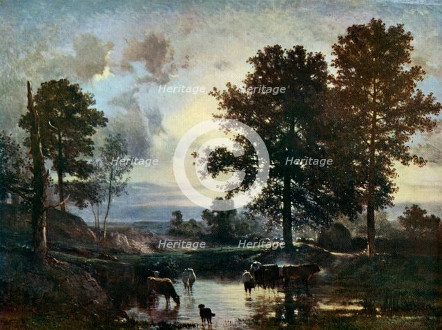 'Watering Cattle', early 1850s, (1912).Artist: Constant Troyon