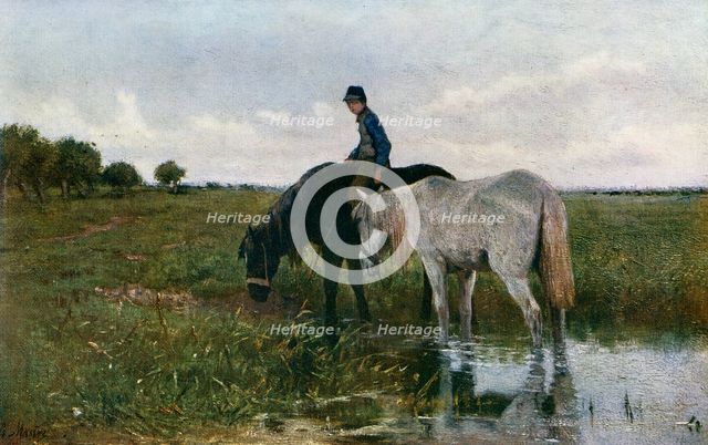 'Watering Horses', 1871, (1912).Artist: Anton Mauve