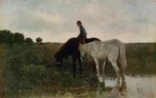 Watering Horses, 1871, (1913). Artist: Anton Mauve