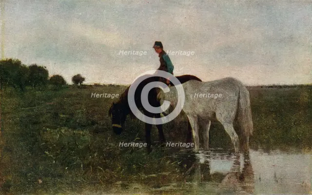 Watering Horses, 1871, (1913). Artist: Anton Mauve