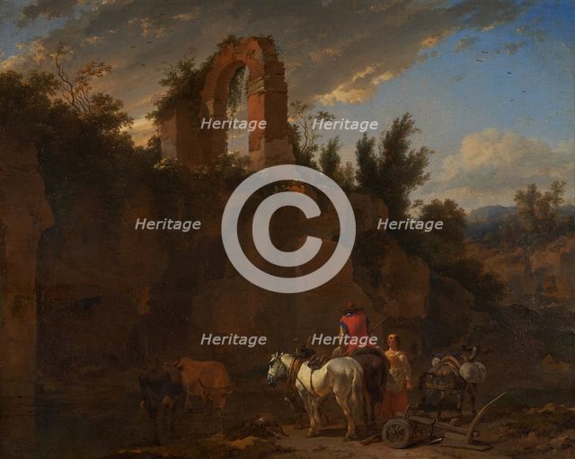 Watering Place, 1655. Creator: Nicolaes Berchem.