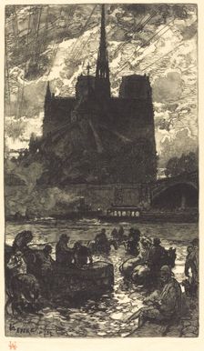 Watering-place behind Notre-Dame (L'abreuvoirderriere Notre-Dame), 1897. Creator: Auguste Lepere