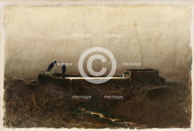 Watering Place with Ravens, 1878. Creator: Ladislav Mednyanszky.