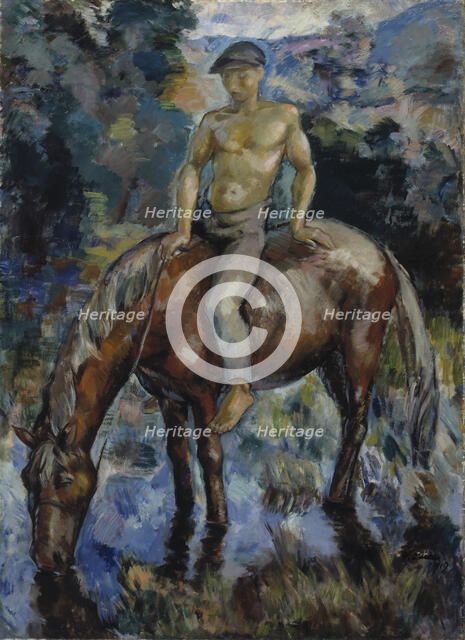 Watering the Horse, 1919. Creator: Yrjö Aleksander Ollila.