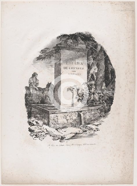 Watering Trough, Title Page of "Studies of Horses" (Etudes de Chevaux), 1822. Creator: Theodore Gericault.