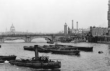 Waterloo Bridge and the South Bank, London. Creator: Unknown