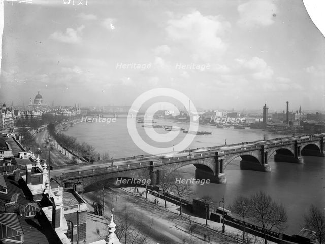 Waterloo Bridge and the River Thames, London. Artist: Unknown