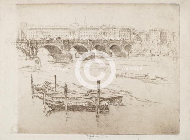 Waterloo Bridge and Somerset House, 1905. Creator: Joseph Pennell.
