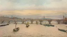 Waterloo Bridge From Charing Cross Railway Bridge 1888 (1926). Artist: John Crowther