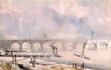 Waterloo Bridge, looking towards the City London, 1847. Artist: G Chaumont