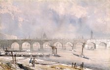 Waterloo Bridge, looking towards the City London, 1847. Artist: G Chaumont