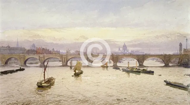 Waterloo Bridge, London, 1888. Artist: John Crowther
