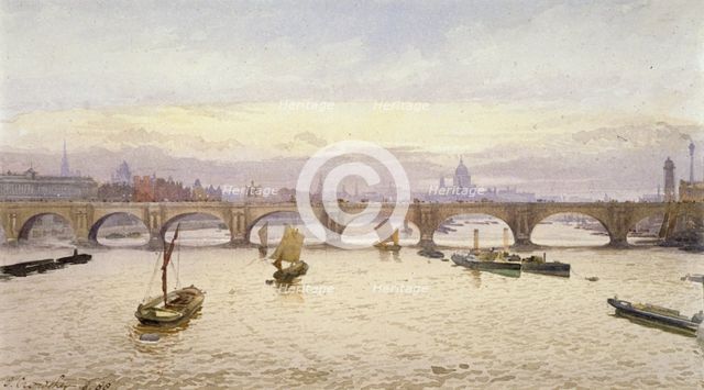 Waterloo Bridge, London, 1888. Artist: John Crowther