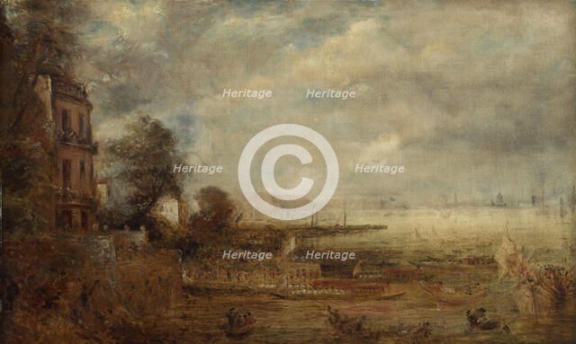 Waterloo Bridge Seen From Whitehall Stairs, c1829. Creator: John Constable.