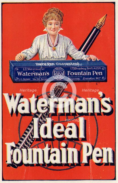 Waterman’s Fountain Pen, 1900s. Artist: Unknown