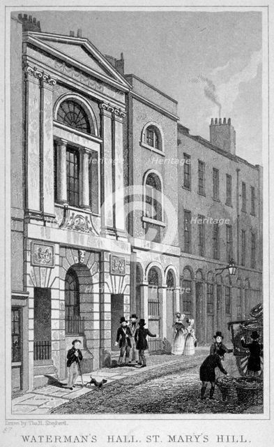 Watermen's and Lightermen's Hall, St Mary at Hill, City of London, 1830.                   Artist: James Tingle
