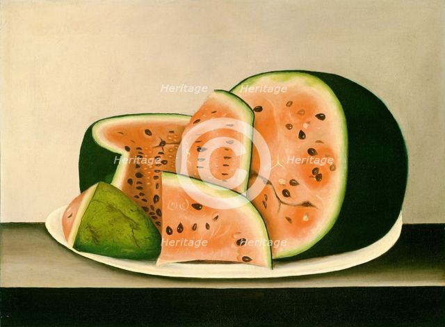 Watermelon on a Plate, mid 19th century. Creator: Unknown.
