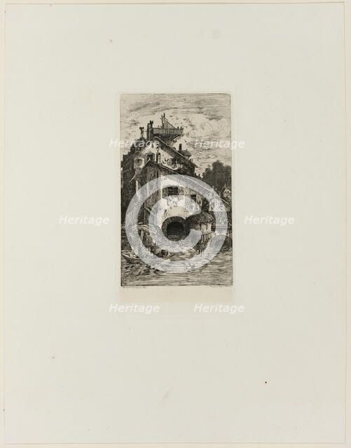 Watermill, 1866. Creator: Rodolphe Bresdin.