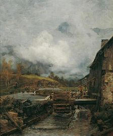 Watermill in Goisern (after Emil Jakob Schindler), 1884. Creator: Carl Moll