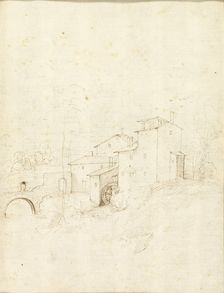 Watermill with Figures on an Arched Bridge, 1508/09. Creator: Fra Bartolomeo