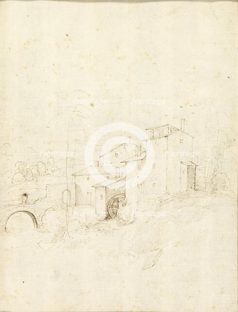 Watermill with Figures on an Arched Bridge, 1508/09. Creator: Fra Bartolomeo.