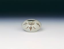 Waterpot with floral sprays in underglaze brown splash, early Choson dynasty, Korea, 16th century. Creator: Unknown