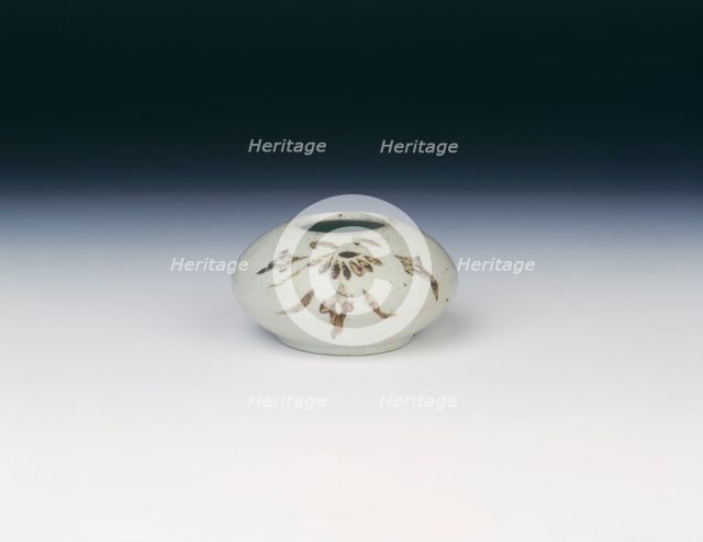 Waterpot with floral sprays in underglaze brown splash, early Choson dynasty, Korea, 16th century. Creator: Unknown.