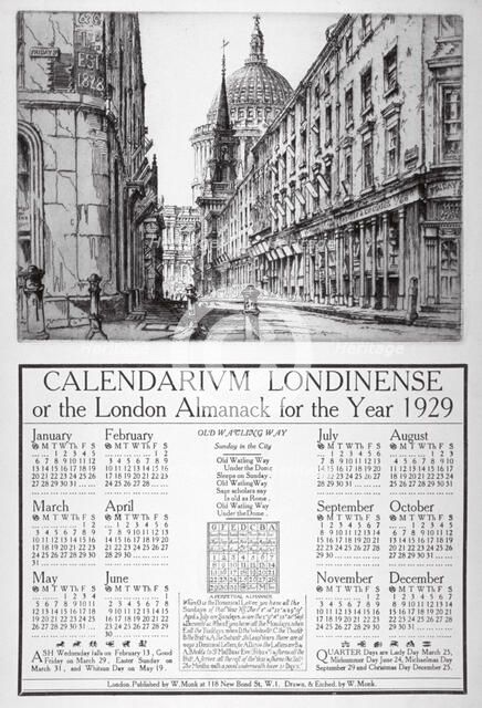 Watling Street, City of London, 1928. Artist: William Monk